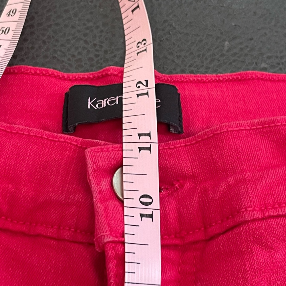 Karen Kane Red skinny Jean size 14 high rise cotton spandex stretch five pockets - Picture 10 of 12